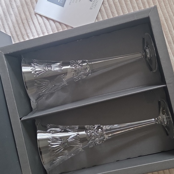 NEW Waterford Crystal Prosperity Toasting Flute Pair The Millennium Collection - Picture 3 of 6